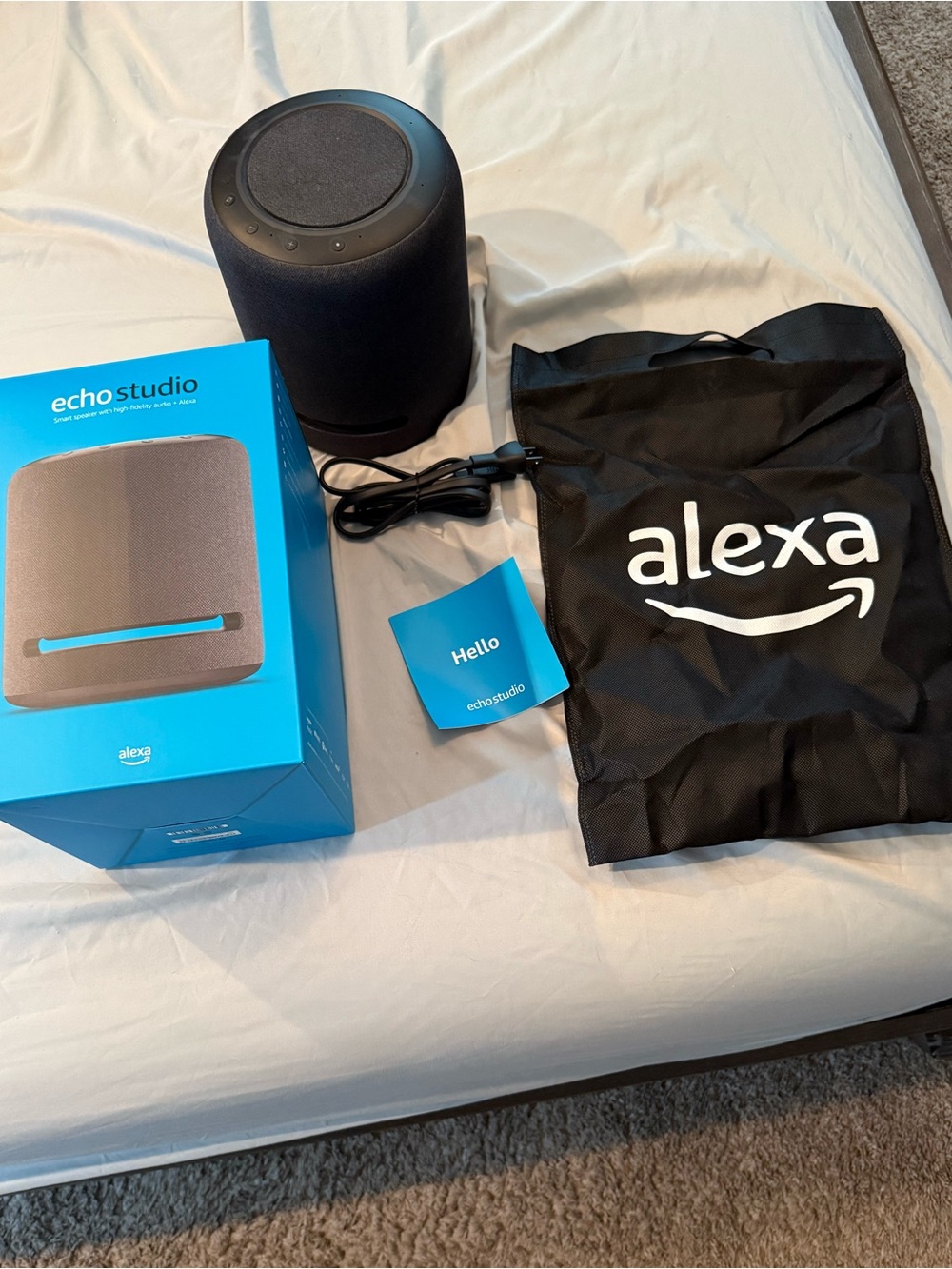 Amazon Echo Studio Alexa powered speaker.
